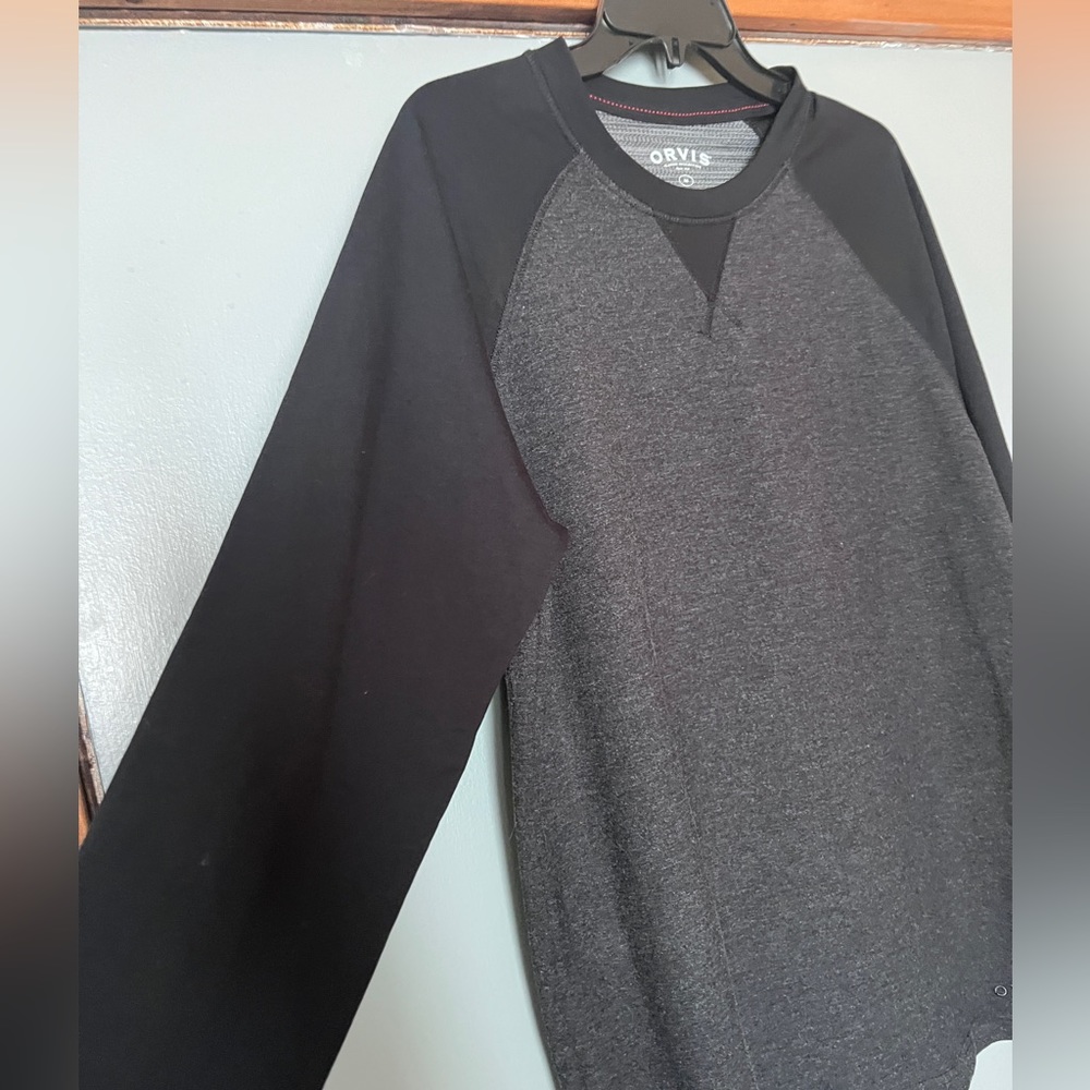 Orvis Shirt Mens Medium Gray Pullover Longsleeve Comfort Crewneck